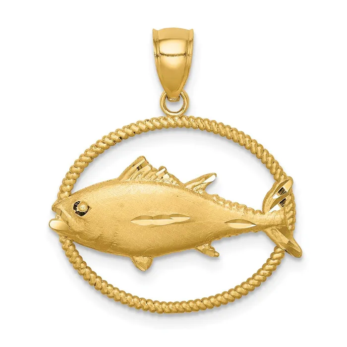 Necklaces Goldia 14k Yellow Gold Framed DC Tuna fish Pendant