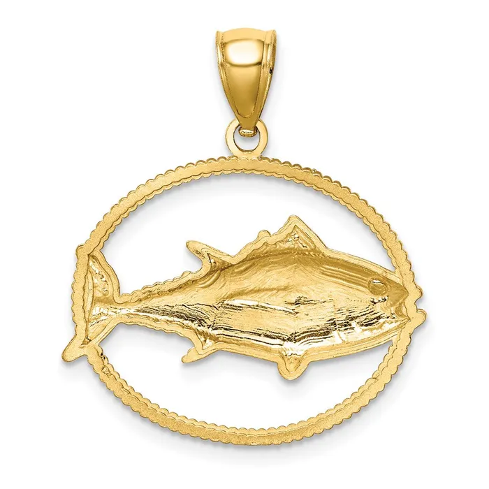 Necklaces Goldia 14k Yellow Gold Framed DC Tuna fish Pendant