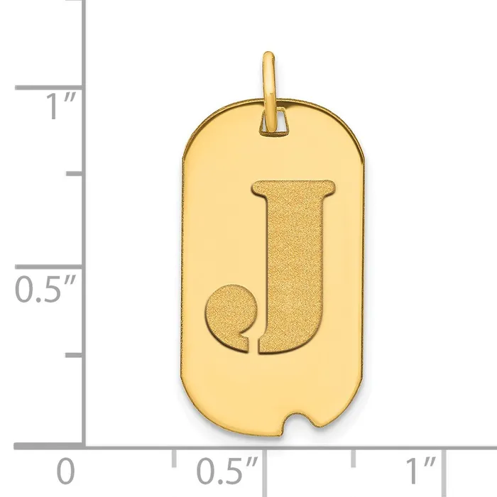 Necklaces Goldia 14k Yellow Gold Polished Letter J Initial Dog Tag Pendant
