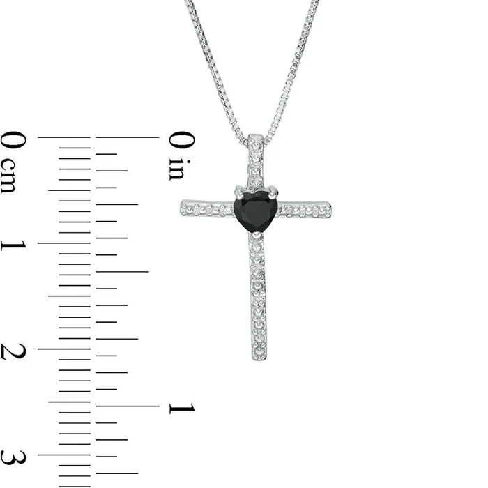 Necklaces Goldia 40mm HeartShaped Onyx and Natural Diamond Accent Cross Pendant in Sterling Silver Necklaces Goldia 40mm HeartShaped Onyx and Natural Diamond Accent Cross Pendant in Sterling Silver