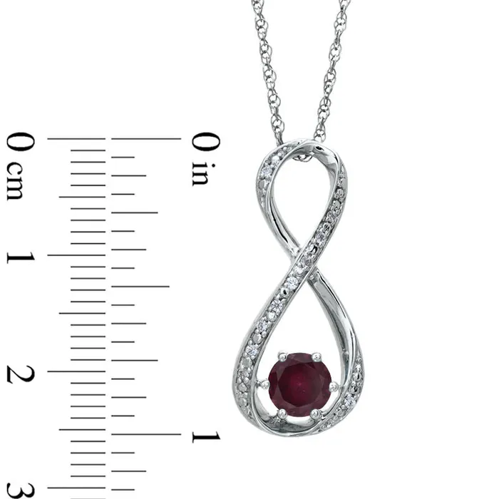 Necklaces Goldia 55mm Garnet and Natural Diamond Accent Infinity Pendant in Sterling Silver Necklaces Goldia 55mm Garnet and Natural Diamond Accent Infinity Pendant in Sterling Silver