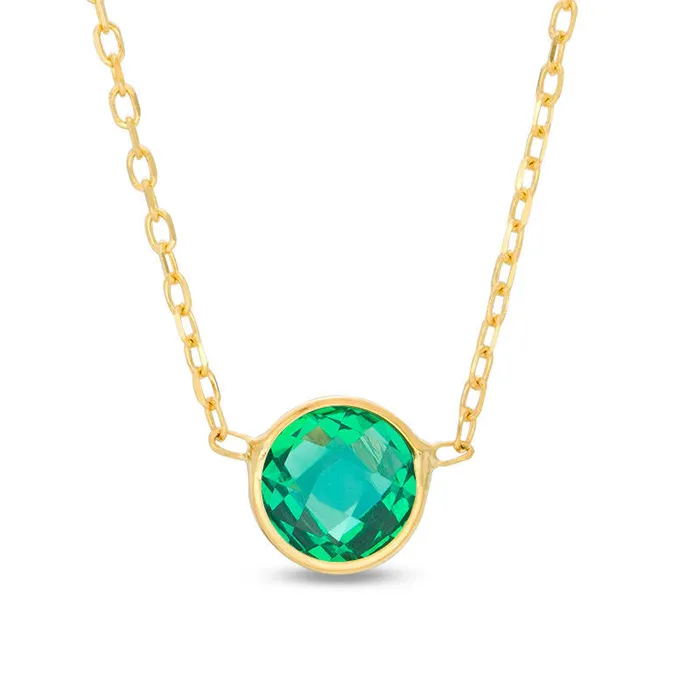 Necklaces Goldia 60mm LabCreated Emerald Solitaire Necklace in 10K Yellow Gold 17 Necklaces Goldia 60mm LabCreated Emerald Solitaire Necklace in 10K Yellow Gold 17