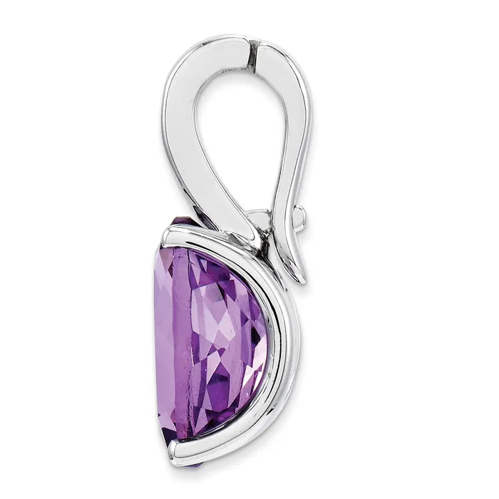 Necklaces Goldiacom 14k White Gold Diamond and Amethyst Oval Pendant