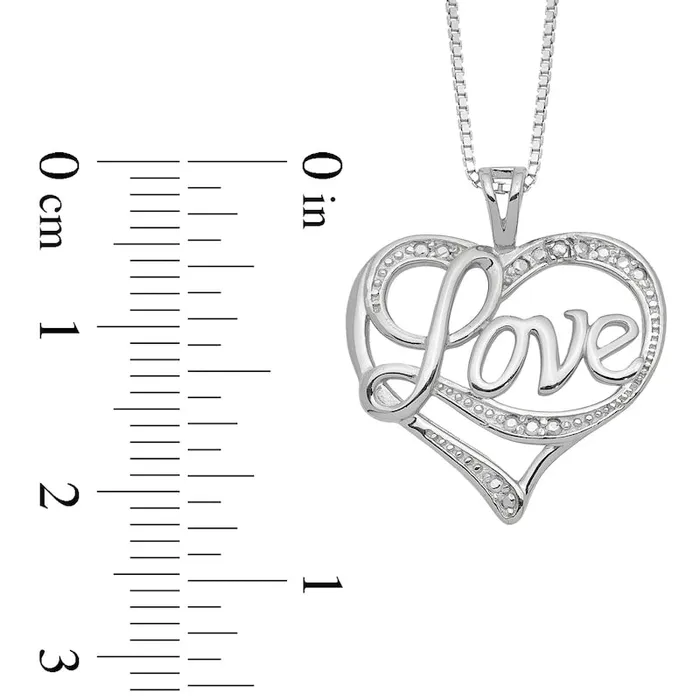 Necklaces Goldia Natural Diamond Accent Beaded Cursive Love with Ribbon Heart Pendant in Sterling Silver 16 Necklaces Goldia Natural Diamond Accent Beaded Cursive Love with Ribbon Heart Pendant in Sterling Silver 16