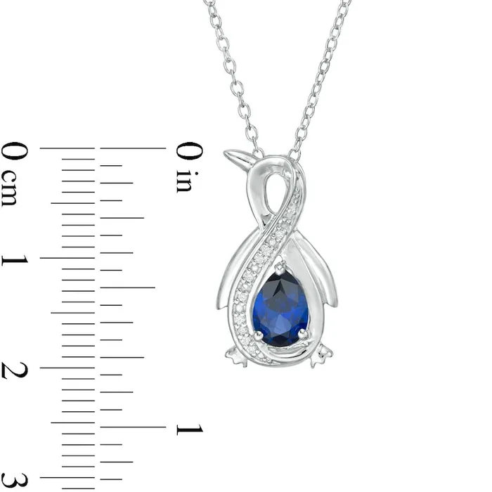 Necklaces Goldia PearShaped LabCreated Blue Sapphire and Diamond Accent Infinity Penguin Pendant in Sterling Silver Necklaces Goldia PearShaped LabCreated Blue Sapphire and Diamond Accent Infinity Penguin Pendant in Sterling Silver