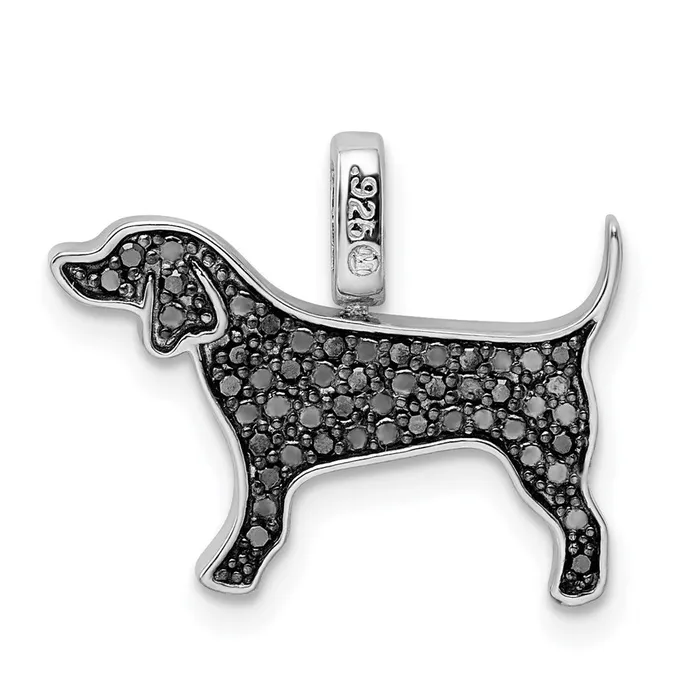 Necklaces Goldia Sterling Silver Rhodium 025ct Blk u0026 Wht Dia Reversible Dog Pendant