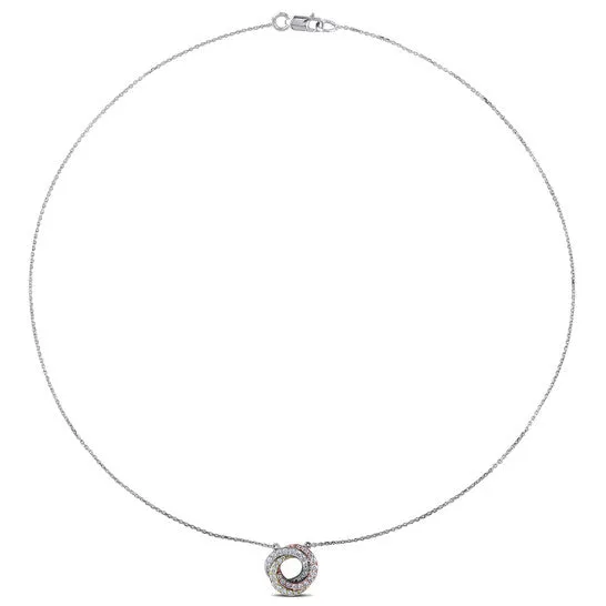 Necklaces JMS always Original AMOUR 12 CT TW Diamond Interlaced Swirl Necklace In 3Tone Yellow Rose and White 14K Gold Necklaces JMS always Original AMOUR 12 CT TW Diamond Interlaced Swirl Necklace In 3Tone Yellow Rose and White 14K Gold