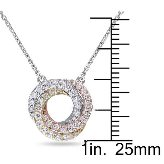 Necklaces JMS always Original AMOUR 12 CT TW Diamond Interlaced Swirl Necklace In 3Tone Yellow Rose and White 14K Gold Necklaces JMS always Original AMOUR 12 CT TW Diamond Interlaced Swirl Necklace In 3Tone Yellow Rose and White 14K Gold