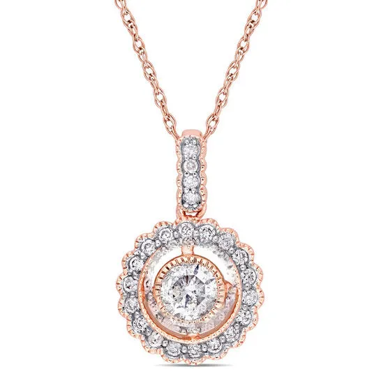 Necklaces JMS always Original AMOUR 12 CT TW Diamond Vintage Halo Pendant with Chain In 10K Rose Gold Necklaces JMS always Original AMOUR 12 CT TW Diamond Vintage Halo Pendant with Chain In 10K Rose Gold