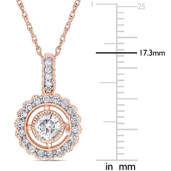 Necklaces JMS always Original AMOUR 12 CT TW Diamond Vintage Halo Pendant with Chain In 10K Rose Gold Necklaces JMS always Original AMOUR 12 CT TW Diamond Vintage Halo Pendant with Chain In 10K Rose Gold