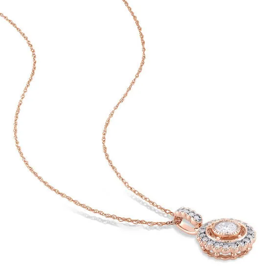 Necklaces JMS always Original AMOUR 12 CT TW Diamond Vintage Halo Pendant with Chain In 10K Rose Gold Necklaces JMS always Original AMOUR 12 CT TW Diamond Vintage Halo Pendant with Chain In 10K Rose Gold