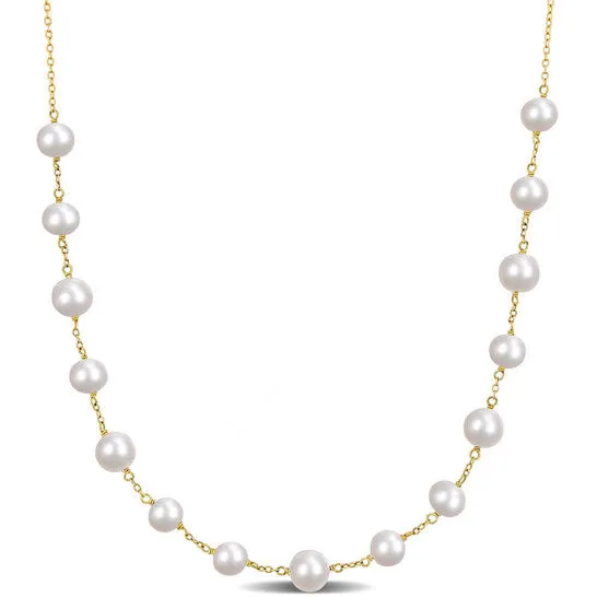 Necklaces JMS always Original AMOUR 6585 Mm Cultured Freshwater Pearl Tin Cup Necklace In 18k Gold Plated Sterling Silver Necklaces JMS always Original AMOUR 6585 Mm Cultured Freshwater Pearl Tin Cup Necklace In 18k Gold Plated Sterling Silver