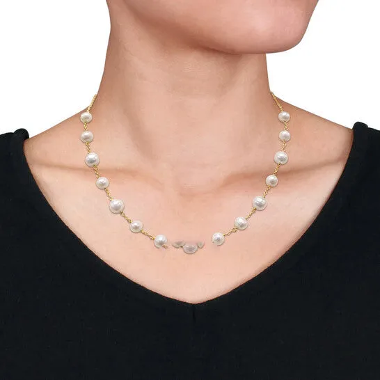 Necklaces JMS always Original AMOUR 6585 Mm Cultured Freshwater Pearl Tin Cup Necklace In 18k Gold Plated Sterling Silver Necklaces JMS always Original AMOUR 6585 Mm Cultured Freshwater Pearl Tin Cup Necklace In 18k Gold Plated Sterling Silver