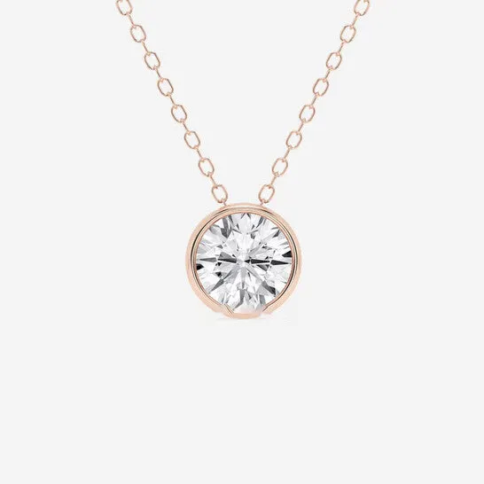 Necklaces JMS always Original Brilliant Diamond 100 cttw 14KT Rose Gold Bezel Setting RoundCut Lab Grown Diamond Pendant Necklace for WomenVS2 Necklaces JMS always Original Brilliant Diamond 100 cttw 14KT Rose Gold Bezel Setting RoundCut Lab Grown Diamond Pendant Necklace for WomenVS2