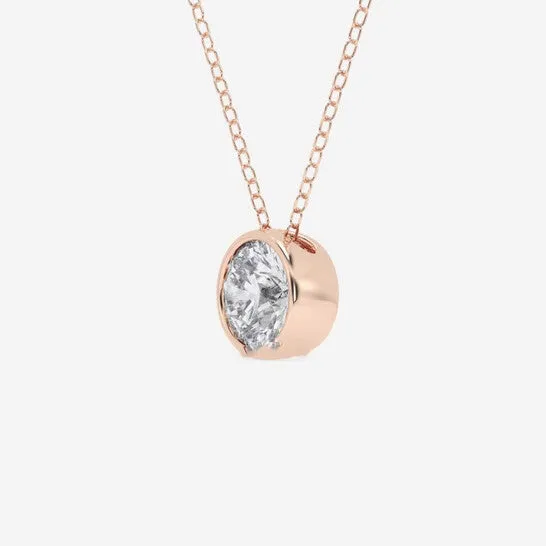 Necklaces JMS always Original Brilliant Diamond 100 cttw 14KT Rose Gold Bezel Setting RoundCut Lab Grown Diamond Pendant Necklace for WomenVS2 Necklaces JMS always Original Brilliant Diamond 100 cttw 14KT Rose Gold Bezel Setting RoundCut Lab Grown Diamond Pendant Necklace for WomenVS2