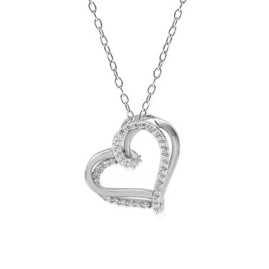 Necklaces JMS always Original Diamond Muse 025 cttw White Gold Over Sterling Silver Heart Necklace for Women Necklaces JMS always Original Diamond Muse 025 cttw White Gold Over Sterling Silver Heart Necklace for Women