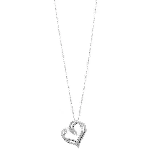 Necklaces JMS always Original Diamond Muse 025 cttw White Gold Over Sterling Silver Heart Necklace for Women Necklaces JMS always Original Diamond Muse 025 cttw White Gold Over Sterling Silver Heart Necklace for Women