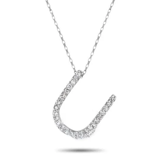 Necklaces JMS always Original LB Exclusive 14K White Gold 017 ct Diamond x201C U x201D Initial Necklace Necklaces JMS always Original LB Exclusive 14K White Gold 017 ct Diamond x201C U x201D Initial Necklace