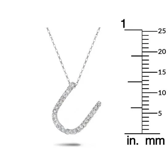 Necklaces JMS always Original LB Exclusive 14K White Gold 017 ct Diamond x201C U x201D Initial Necklace Necklaces JMS always Original LB Exclusive 14K White Gold 017 ct Diamond x201C U x201D Initial Necklace