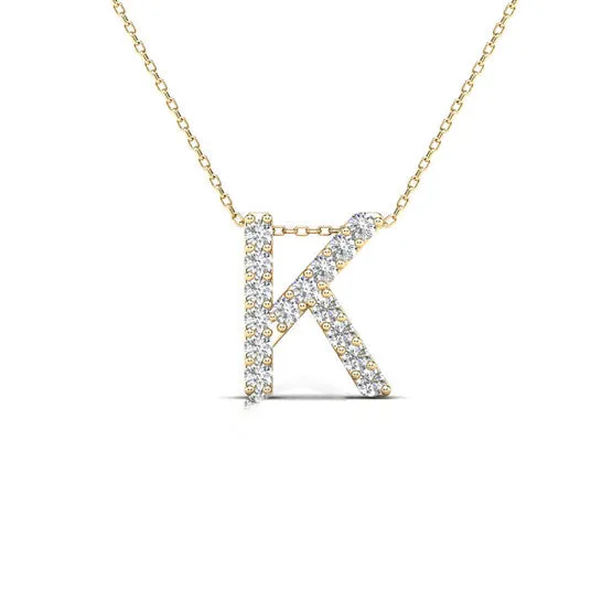 Necklaces JMS always Original Maulijewels 012 Carat Natural Diamond Initial K Pendant Necklace In 14K Yellow Gold With 18 Gold Cable Chain Necklaces JMS always Original Maulijewels 012 Carat Natural Diamond Initial K Pendant Necklace In 14K Yellow Gold With 18 Gold Cable Chain