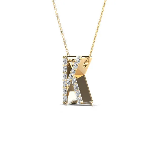 Necklaces JMS always Original Maulijewels 012 Carat Natural Diamond Initial K Pendant Necklace In 14K Yellow Gold With 18 Gold Cable Chain Necklaces JMS always Original Maulijewels 012 Carat Natural Diamond Initial K Pendant Necklace In 14K Yellow Gold With 18 Gold Cable Chain