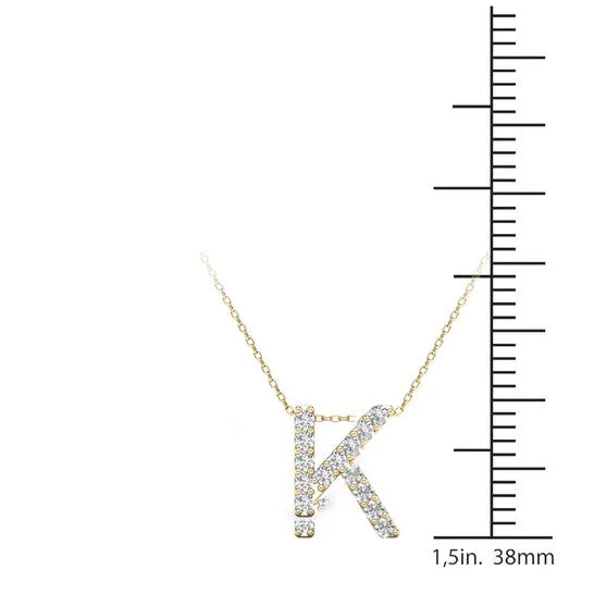 Necklaces JMS always Original Maulijewels 012 Carat Natural Diamond Initial K Pendant Necklace In 14K Yellow Gold With 18 Gold Cable Chain Necklaces JMS always Original Maulijewels 012 Carat Natural Diamond Initial K Pendant Necklace In 14K Yellow Gold With 18 Gold Cable Chain