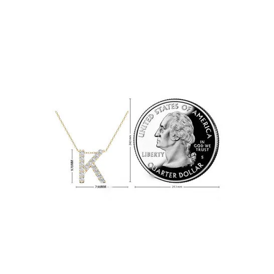Necklaces JMS always Original Maulijewels 012 Carat Natural Diamond Initial K Pendant Necklace In 14K Yellow Gold With 18 Gold Cable Chain Necklaces JMS always Original Maulijewels 012 Carat Natural Diamond Initial K Pendant Necklace In 14K Yellow Gold With 18 Gold Cable Chain