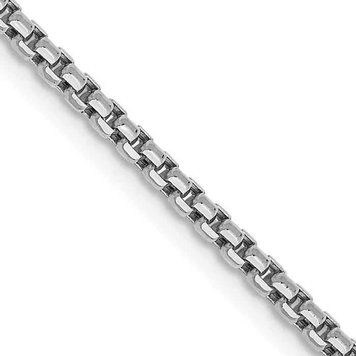 Necklaces MDS 14K White Gold 16 inch 175mm SemiSolid Round Box with Lobster Clasp Chain Necklace Necklaces MDS 14K White Gold 16 inch 175mm SemiSolid Round Box with Lobster Clasp Chain Necklace
