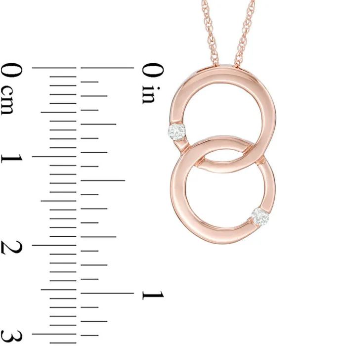 Necklaces Natural Diamond Accent Double Interlocking Circles Pendant in 10K Rose Gold Goldia Necklaces Natural Diamond Accent Double Interlocking Circles Pendant in 10K Rose Gold Goldia
