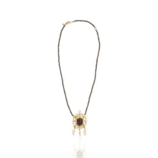 Necklaces Original Estate Jewelry 18K Yellow Gold Diamond Topaz Necklace JMS always Necklaces Original Estate Jewelry 18K Yellow Gold Diamond Topaz Necklace JMS always