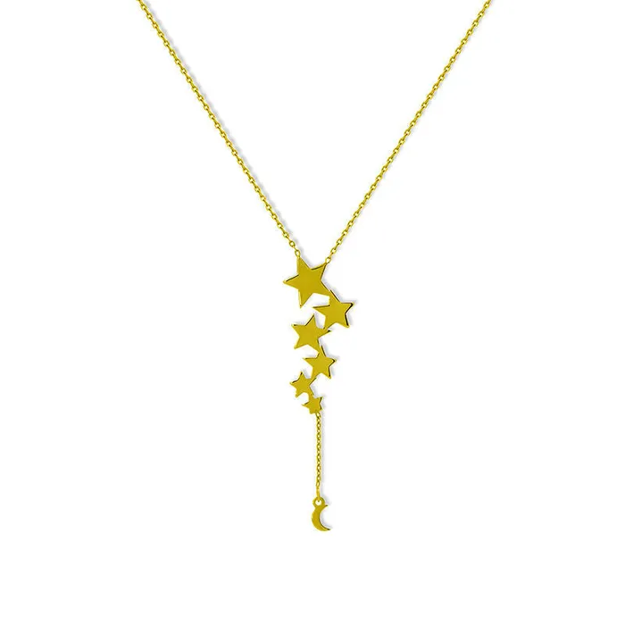 Necklaces Star and Crescent Moon Y Necklace in 14K Gold Goldia