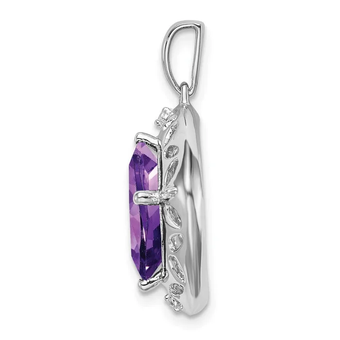 Necklaces Sterling Silver Amethyst and Real Diamond Pendant Goldia