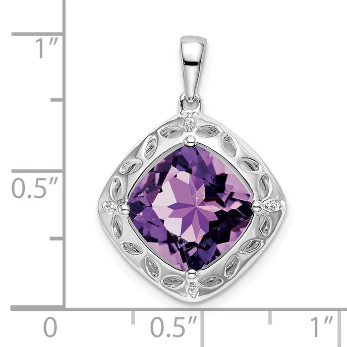 Necklaces Sterling Silver Amethyst and Real Diamond Pendant Goldia