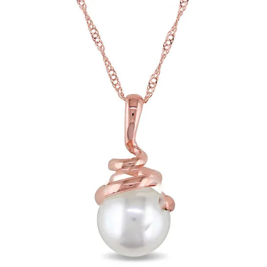 Original AMOUR 8 85 Mm Freshwater Cultured Pearl Swirl Pendant with Chain In 14K Rose Gold JMS always Necklaces Original AMOUR 8 85 Mm Freshwater Cultured Pearl Swirl Pendant with Chain In 14K Rose Gold JMS always Necklaces