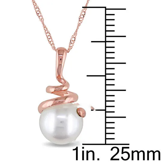 Original AMOUR 8 85 Mm Freshwater Cultured Pearl Swirl Pendant with Chain In 14K Rose Gold JMS always Necklaces Original AMOUR 8 85 Mm Freshwater Cultured Pearl Swirl Pendant with Chain In 14K Rose Gold JMS always Necklaces