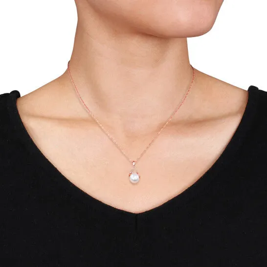 Original AMOUR 8 85 Mm Freshwater Cultured Pearl Swirl Pendant with Chain In 14K Rose Gold JMS always Necklaces Original AMOUR 8 85 Mm Freshwater Cultured Pearl Swirl Pendant with Chain In 14K Rose Gold JMS always Necklaces