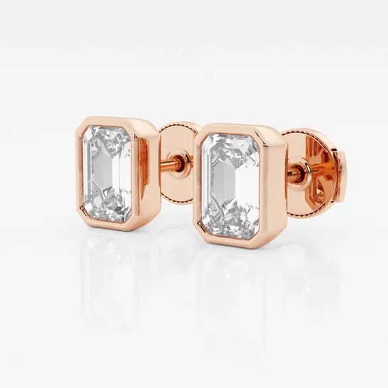 Original Brilliant Diamond 14KT Rose Gold 3 cttw EmeraldCut Lab Grown Diamond Bezel Set Solitaire Stud Earrings for Women FGVSSI JMS always Earrings Original Brilliant Diamond 14KT Rose Gold 3 cttw EmeraldCut Lab Grown Diamond Bezel Set Solitaire Stud Earrings for Women FGVSSI JMS always Earrings