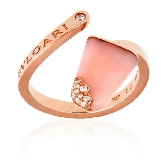 Original Bvlgari Bvlgari Ladies 18 Kt Rose Gold Ring Set With Pink Opal JMS always Rings Original Bvlgari Bvlgari Ladies 18 Kt Rose Gold Ring Set With Pink Opal JMS always Rings