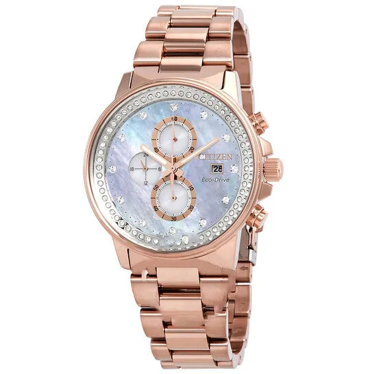 Original Citizen Chandler Chronograph EcoDrive Mother of Pearl Diamond Watch FB300351Y JMS always Watches Original Citizen Chandler Chronograph EcoDrive Mother of Pearl Diamond Watch FB300351Y JMS always Watches