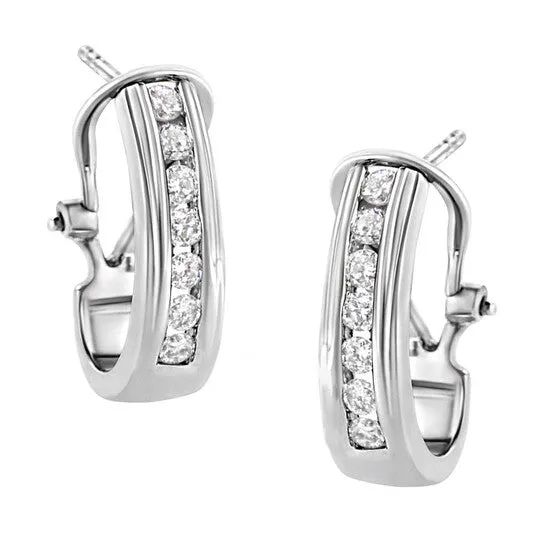 Original Haus of Brilliance 925 Sterling Silver Channel Set 12 Cttw Lab Grown Round Diamond Omega Back Huggy Hoop Earrings FG Color SI1SI2 Clarity JMS always Earrings Original Haus of Brilliance 925 Sterling Silver Channel Set 12 Cttw Lab Grown Round Diamond Omega Back Huggy Hoop Earrings FG Color SI1SI2 Clarity JMS always Earrings