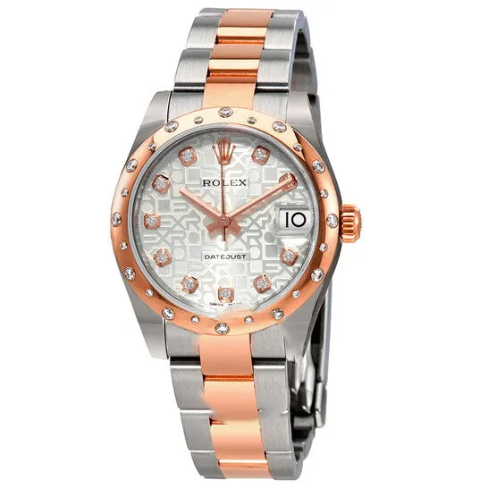 Original Rolex Datejust 31 Silver Jubilee Diamond Dial Ladies Steel and 18K Everose Gold Oyster Watch 178341SJDO JMS always Earrings Original Rolex Datejust 31 Silver Jubilee Diamond Dial Ladies Steel and 18K Everose Gold Oyster Watch 178341SJDO JMS always Earrings