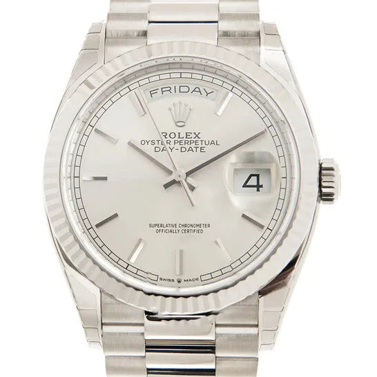 Original Rolex DayDate 36 Automatic Silver Dial 18kt White Gold President Watch 128239SSP JMS always Rings Original Rolex DayDate 36 Automatic Silver Dial 18kt White Gold President Watch 128239SSP JMS always Rings