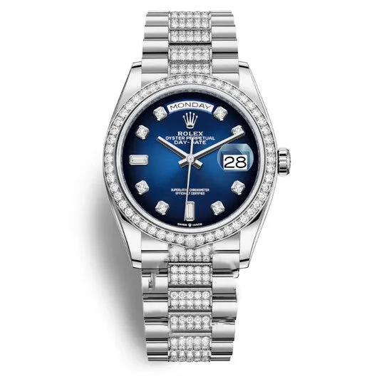Original Rolex DayDate 36 Blue Diamond Dial 18kt White Gold President Watch 128349BLDDP JMS always Watches Original Rolex DayDate 36 Blue Diamond Dial 18kt White Gold President Watch 128349BLDDP JMS always Watches