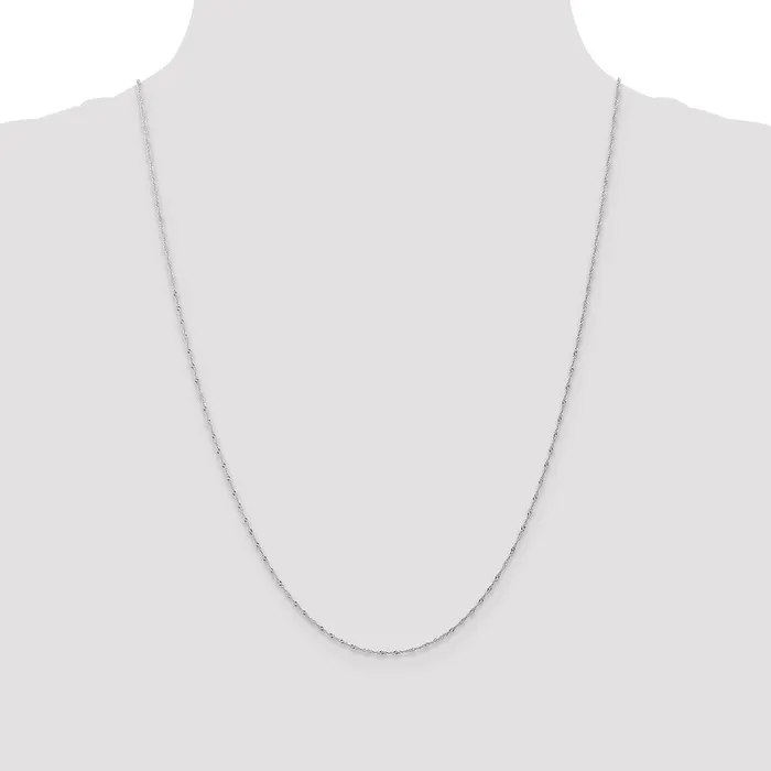 QGold Necklaces 14K White Gold 24 inch Carded 1mm Singapore with Spring Ring Clasp Chain Necklace QGold Necklaces 14K White Gold 24 inch Carded 1mm Singapore with Spring Ring Clasp Chain Necklace
