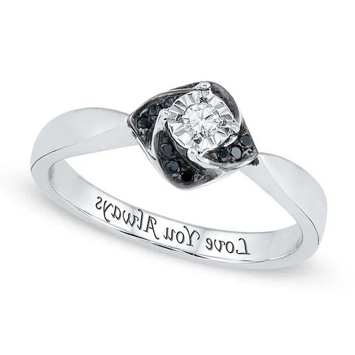 Rings 010 CT TW Enhanced Black and White Natural Diamond Flower Promise Ring in Sterling Silver 15 Characters Goldia Rings 010 CT TW Enhanced Black and White Natural Diamond Flower Promise Ring in Sterling Silver 15 Characters Goldia