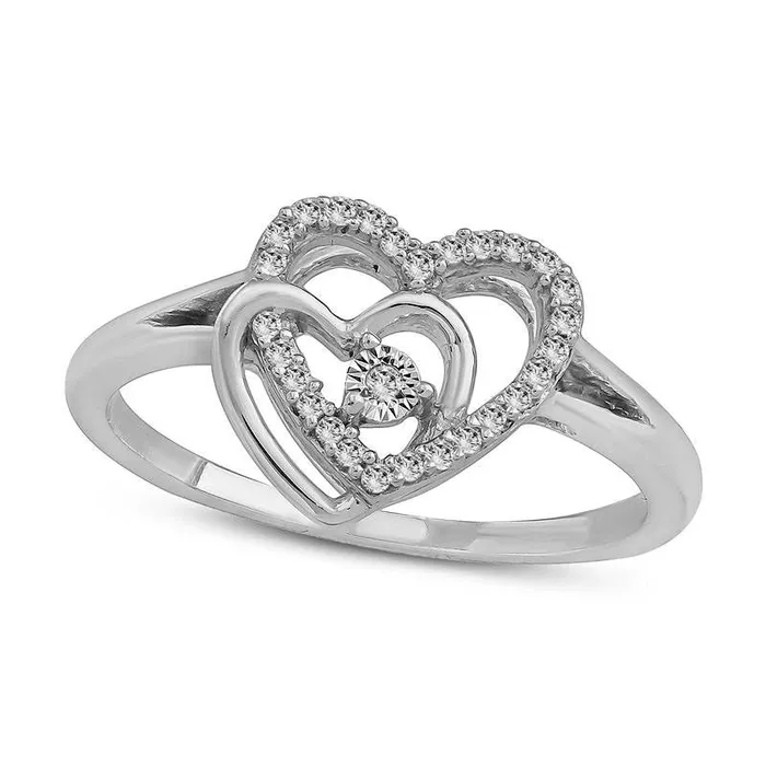 Rings 010 CT TW Natural Diamond Interlocking Hearts Ring in Sterling Silver Goldia Rings 010 CT TW Natural Diamond Interlocking Hearts Ring in Sterling Silver Goldia