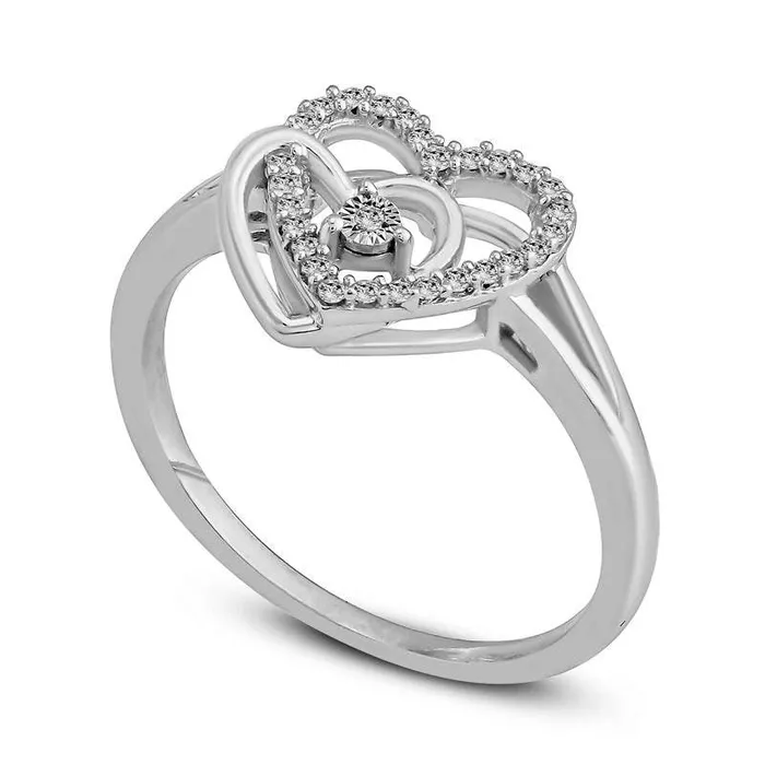 Rings 010 CT TW Natural Diamond Interlocking Hearts Ring in Sterling Silver Goldia Rings 010 CT TW Natural Diamond Interlocking Hearts Ring in Sterling Silver Goldia