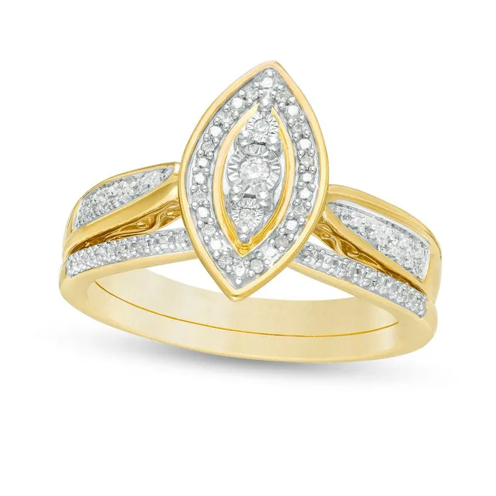 Rings 017 CT TW Composite Natural Diamond Marquise Frame Bridal Engagement Ring Set in Sterling Silver with Solid 14K Gold Plate Goldia Rings 017 CT TW Composite Natural Diamond Marquise Frame Bridal Engagement Ring Set in Sterling Silver with Solid 14K Gold Plate Goldia