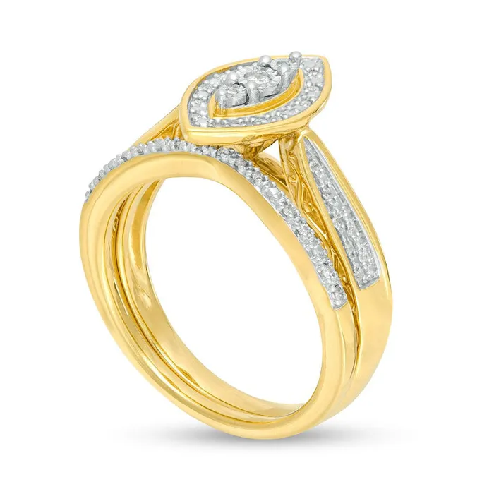 Rings 017 CT TW Composite Natural Diamond Marquise Frame Bridal Engagement Ring Set in Sterling Silver with Solid 14K Gold Plate Goldia Rings 017 CT TW Composite Natural Diamond Marquise Frame Bridal Engagement Ring Set in Sterling Silver with Solid 14K Gold Plate Goldia