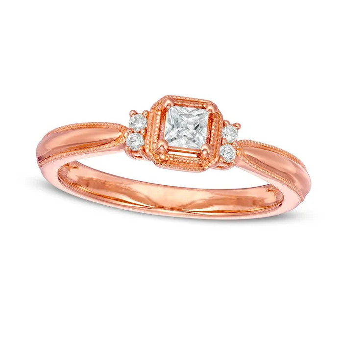 Rings 025 CT TW PrincessCut Natural Diamond Collar Promise Ring in Solid 10K Rose Gold Goldia Rings 025 CT TW PrincessCut Natural Diamond Collar Promise Ring in Solid 10K Rose Gold Goldia